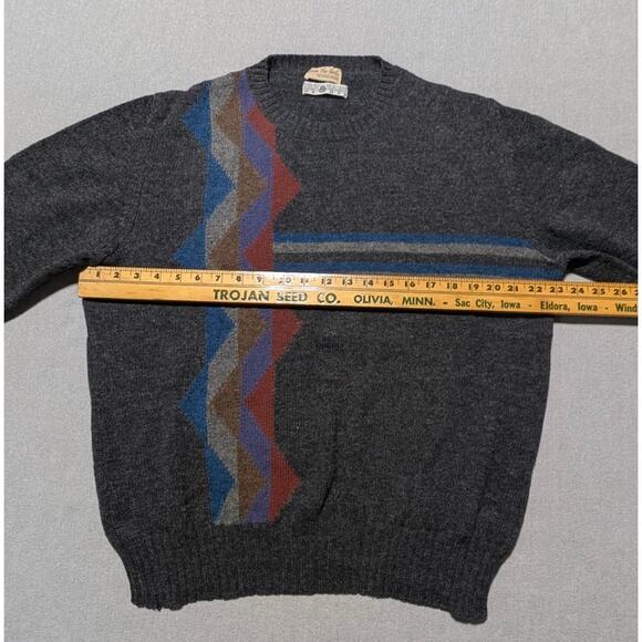 Carson Pirie Scott Sweater Men’s L Wool Gray Geometric Argyle Pullover Vintage - Picture 4 of 6